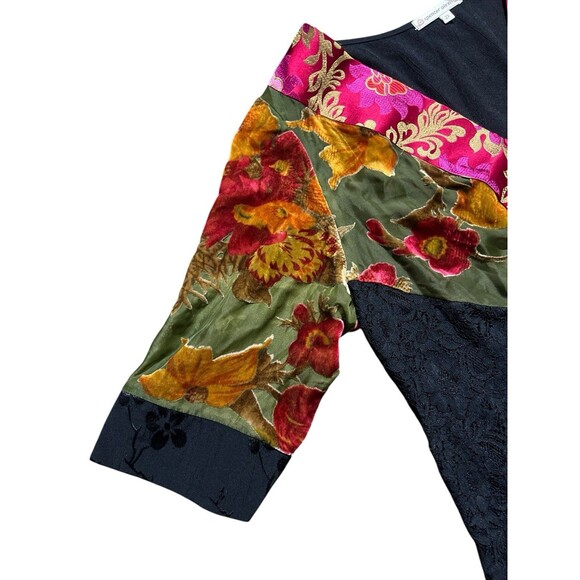 Vtg Spencer Alexis Kimono Cardigan Velvet Sheer Sequins Floral Boho Academia 2X - Picture 3 of 15